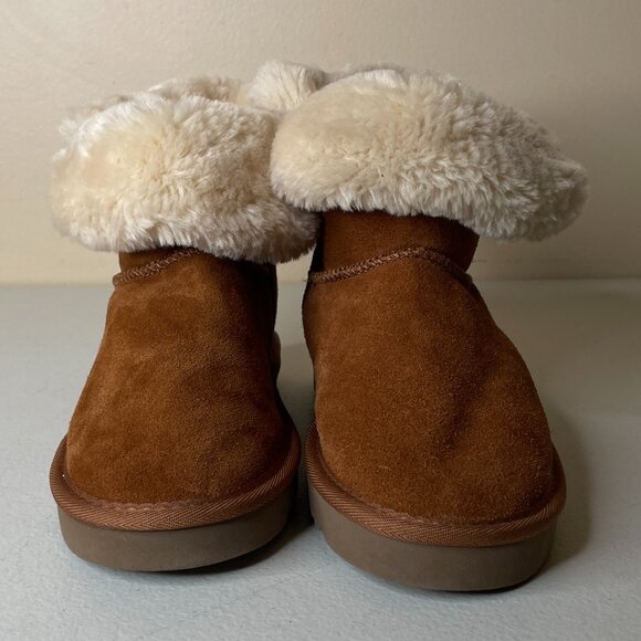 Macy's Style & Co Brown Suede Leather Faux Fur Lined Boots Size 7 - Picture 11 of 16